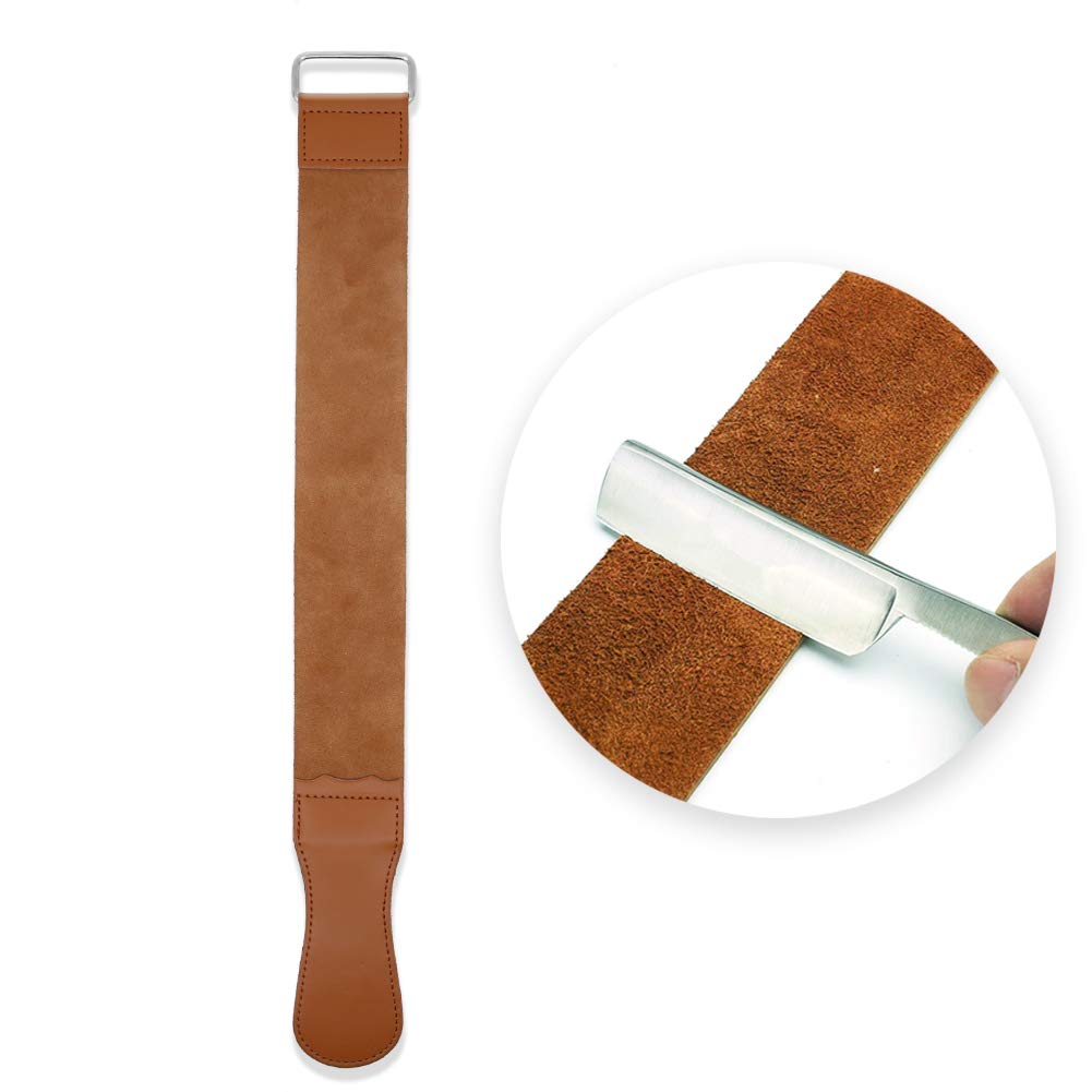 Genuine Leather Sharpening Strop Razor Belt, Leather Strop Belt for Knife Straight Razor (45 x 5 cm)
