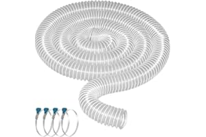 Qucship Heavy PVC Dust Hose, 2-1/2" x 10', Flexible PVC Fume Hose with Carbon Steel Wire Coil for Collection Systems