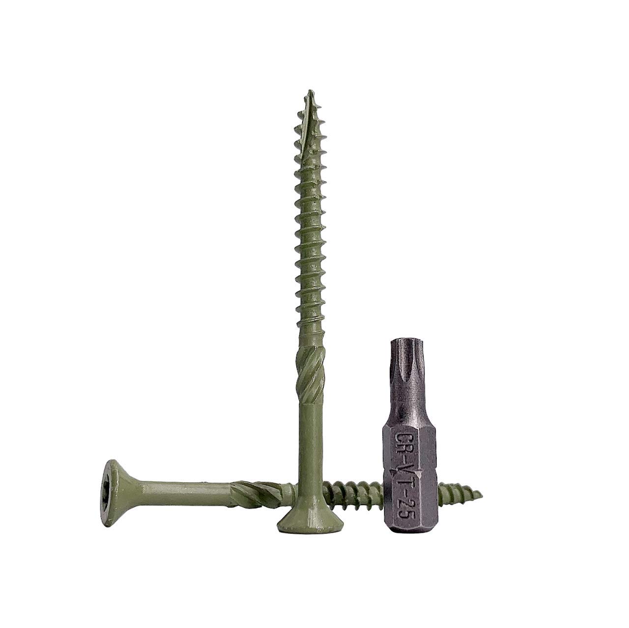 (Pack of 150 pcs) Green Anti-corrosion Finish 4.5 x 70 mm Timber Decking Screws, Wood Screws, Torx Head, Type 17, Countersunk Head, Exterior Screw (150, 4.5 x 70 mm)