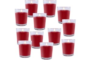 Haoson 20 Packs Unscented Red Votive Candles in Glass Bulk Small Soy Wax Candles for Home Party Weddings Holiday, 20 X 1.8oz Red