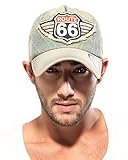 ililily Route 66 Wing Logo Patch Denim Mesh Back Snapback Hat Baseball Cap (ballcap-1081-2)