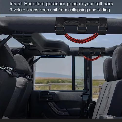 Hoolcar 4 X Roll Bar Grab Handles Paracord Grip Handles Compatible With 1955-2023 Jeep Wrangler YJ TJ JK JKU JL JLU & Gladiator JT, Black & Green - View #2