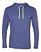Anvil Lightweight Hooded T-Shirt, Heather Blue/ Neon Yellow, Medium