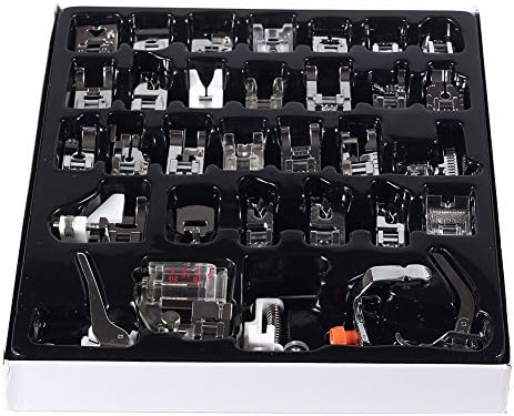 Professional 32 Pcs Domestic Sewing Machine Presser Walking Foot Set For Brother, Babylock, Singer, Janome, Elna, Toyota, New Home, Simplicity, Necchi, Kenmore, and White Low Shank Sewing Machines
