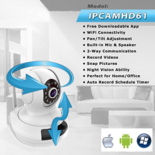 SereneLife-Wireless-IP-Camera-High-Definition-HD-720p-Wifi-Cloud-Cam-for-Indoor-Home-Security-Surveillance-Video-w-Night-Vision-Remote-Control-PTZ-Pan-Tilt-from-Mobile-or-PC-Mac-IPCAMHD61-White