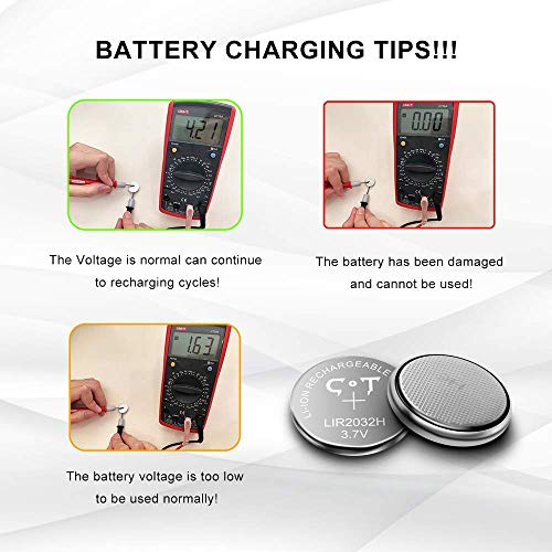 Lithium Rechargeable Button Cell Batteries Charger with 4pcs 3.7V High Capacity LIR2032H Lithium