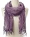 Cindy and Wendy Lightweight Soft Leaf Lace Fringes Scarf shawl for Women (TYH-PURPLE)