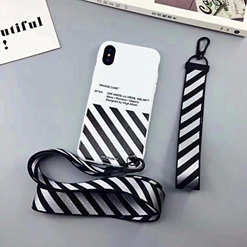 NYC Design x Street Fashion - Slim Flexible TPU Durable Protective Case with Designer Lanyard for iPhone X/10 (White & Black)