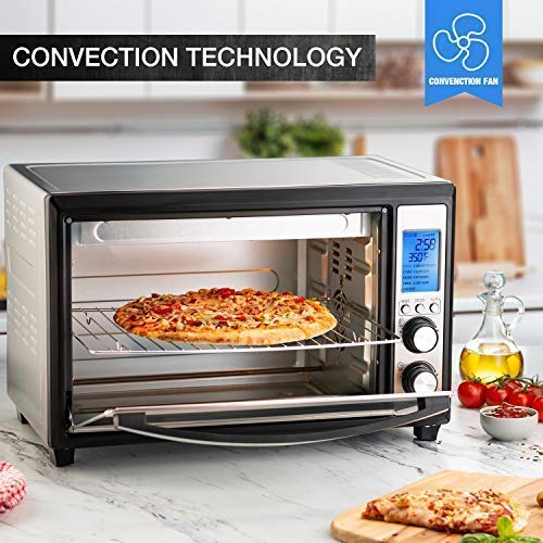 Baulia TO809 Digital Countertop Toaster Oven, 12 Inch Pizza 33 Liter Compact Convection Oven | Stainless Steel Even Heat Technology | 9 Pre-programmed One-Touch Functions, 6-Slice, 1600W