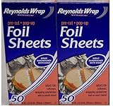 Reynolds Wrappers Pop Up Foil Sheets 50 Ct - Pack of 2