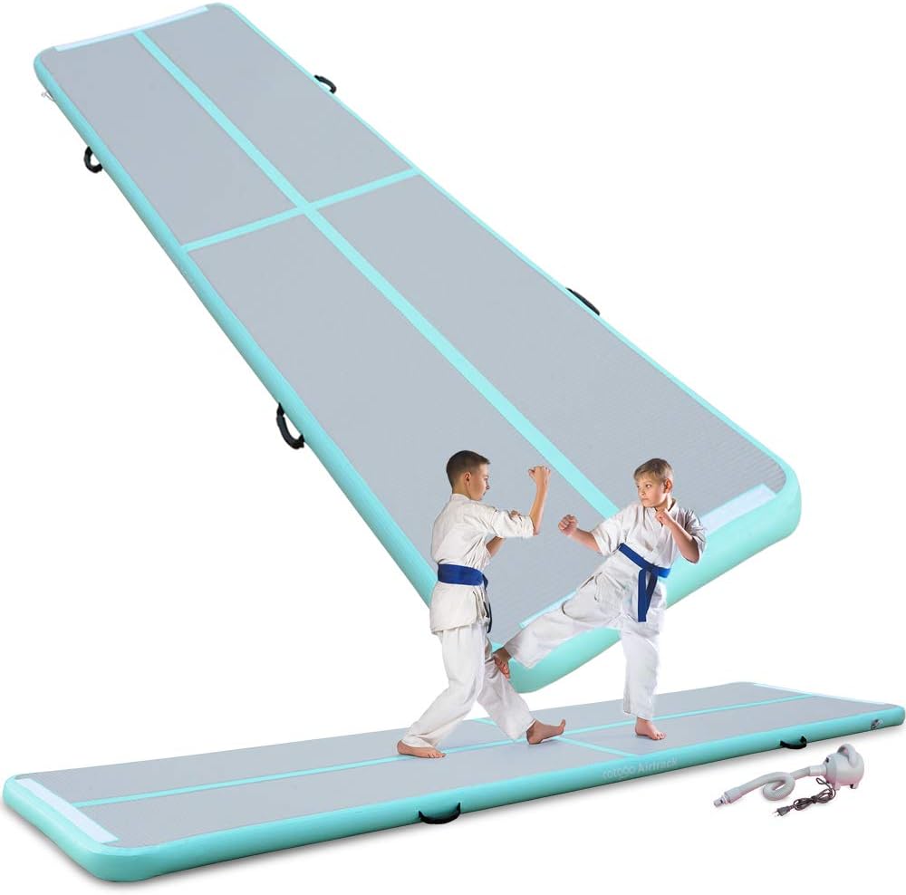 Lamlingo Air Track Tumbling Mat 6.56ft/9.84ft/13.1ft/16.4ft/19.7ft/23ft/26.2ft/29.5ft/32.8ft/36ft/39.4ft Gymnastics Inflatable Airtrack Gym Mats with Electric Air Pump Home Indoor Workout Training