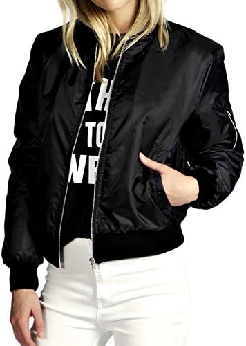 Womens Fashion Classic Quilted Jacket Short Bomber Jacket Coat size X-Large (Black)