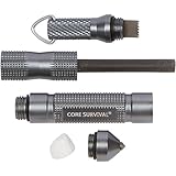 Magnesium Fire Starter, Emergency Glass Breaker, Survival Keychain (Grey)