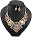 Napoo Women Vintage Boho Flower Crystal Hollow Geometry Colorful Necklace Earrings Set