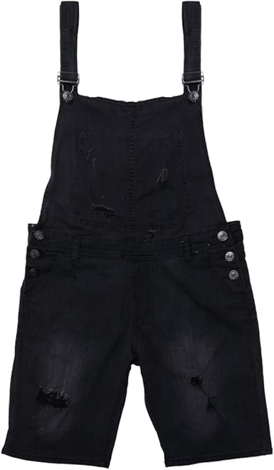 black ripped overalls shorts