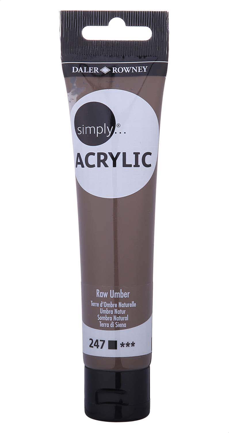 Daler-Rowney Simply Acrylic Paint, Plastic Tube, 2.54oz - 75 ml, Raw Umber