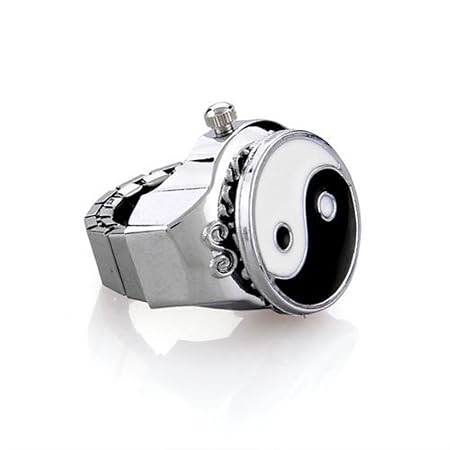 Skyllc® Metall Yin Yang Tai Chi Ring Uhr Gothic Uhrenring Fingeruhr Ringuhr 0.75'