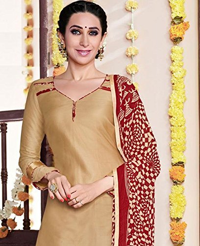 ethnicjunction women's glaze cotton patiala style unstitched dress material (ej1097-106_light brown)