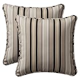 Pillow Perfect Decorative Black Striped Toss Pillows, Square, 2-Pack
