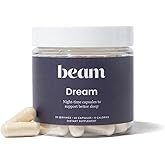 Beam Dream Sleep Capsules, L-Theanine, Apigenin, Reishi and Magnesium, Third Party Tested Natural Sleep Aid & Sleep Supplement for Deep Sleep, Relaxation and Recovery, Sleep Support, 30 Servings