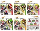 Character Hot Wheels 2019 Mariokart Diecast Bundle; 5 car Set: Mario, Luigi, Peach, Yoshi, and Bowser