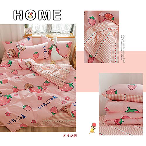 AOJIM Japanese Kawaii Style Pure Cotton Cartoon Pink Duvet Cover