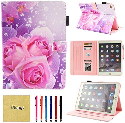 iPad Air 2 Case, iPad Air Case, iPad 9.7 2017/2018 Case, Dluggs PU Leather Folio Smart Cover with Auto Sleep/Wake Function for Apple 9.7 Inch Tablet iPad 6th / 5th Gen, iPad Air 1/2, Rose