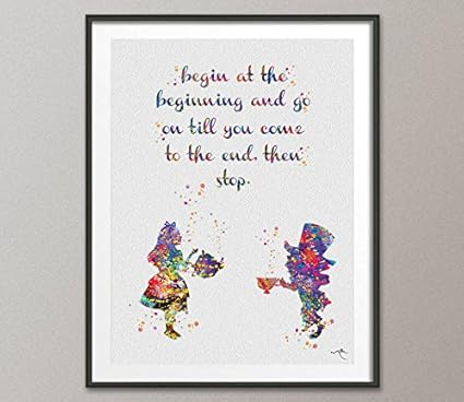 Chapelier Fou Et Alice Au Pays Des Merveilles Citation 2 Aquarelle Imprime Tea Time De Cuisine