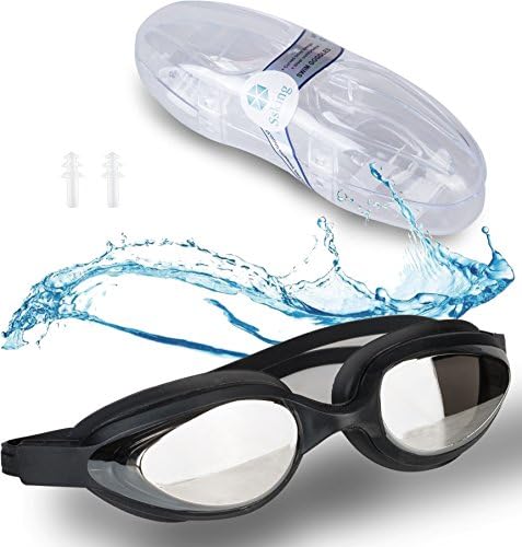 Ssking Swim Goggles- Clear Vision,No Leaking ,Anti Fog,UV Protection ,Electroplate -Goggles + Ear Plugs For Adults, Men, Women, Youth,Kid 5+ (Black)