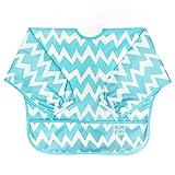Bumkins Waterproof Sleeved Bib, Blue Chevron (6-24 Months)