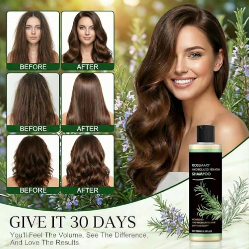 Champú De Romero Para El Crecimiento Del Cabello, 100ml Champú Orgánico De Romero Para La Caída Del Cabello, Fortalecedor Y Nutritivo Con Queratina Hidrolizada Para Hombres Y Mujeres