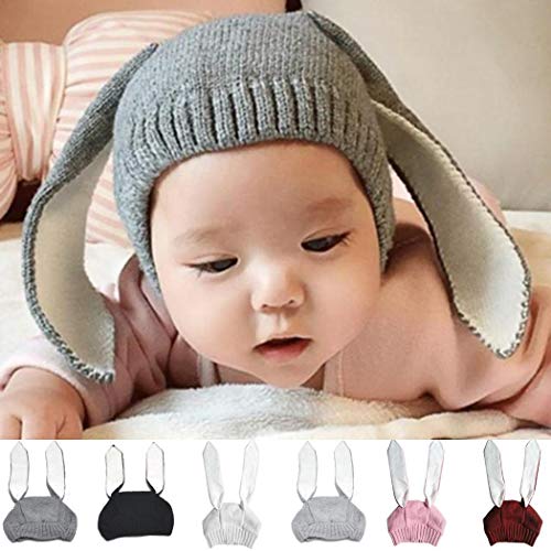 KOKOBUY Baby Winter Cap Cute Warm Rabbit Ears Knitted Beanies Hat Light Pink