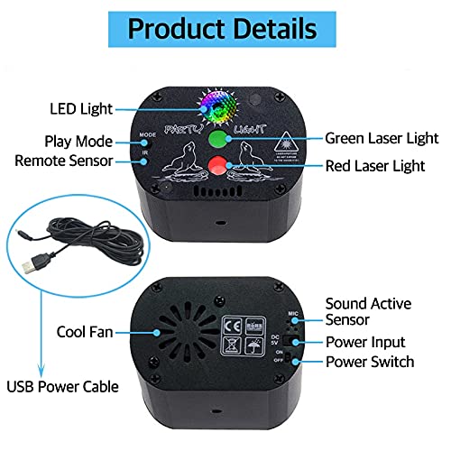 LED Disco Light Laser Projector RGB 60 Patronen Party Light Soundlights DJ Stage Light met afstandsbediening voor… - Afbeelding 3