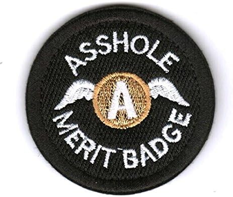 Asshole Merit Badge Tactical Hook and Loop Patch Funny Gift (Black)