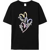 T Shirts for Women Graphic Tees Heart Crew Neck Short Sleeve Shirts for Women Line Love Casual T-Shirt