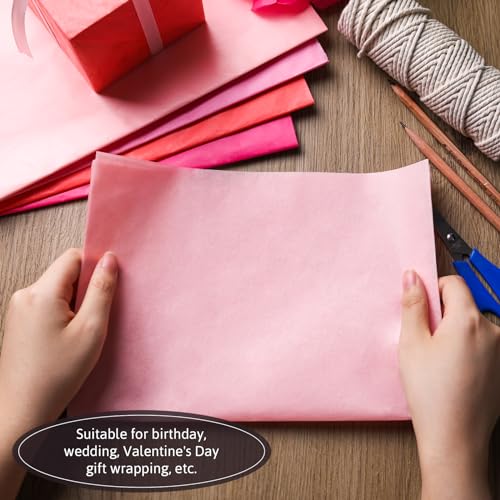 Shindel 120 Sheets Pink Tissue Paper, Gift Wrapping Paper 19.7 x 13.8 Inch Tissue Paper for Gift Bags Wedding Valentine\'s Day Bridal Shower