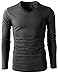 H2H Mens Casual Slim Fit Long Sleeve V-Neck T-Shirts Of Various Colors Charcoal US XS/Asia S (KMTTL0374)