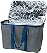 CleverMade SnapBasket Reusable Grocery Shopping Bag - Large Collapsible Thermal Insulated Tote with Zipper Top Lid, Charcoal/Navy