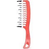 KISMETICS Big Hair Tools Extra Large Wide Tooth Comb for Thick, Curly, Wavy or Long Hair - Frizz-Free Detangling Shower Comb - Orange