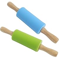 Koogel 9 Inch Mini Rolling Pin, 2 Pcs Rolling Pin Small Rolling Pin Handle Rolling Pin for Home Kitchen Cake