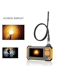 Endoscopio industrial 4.3 pulgadas LCD 1080P 1.6 198 pulgadas Inspección de la distancia de enfoque Cámara industrial de boroscopio, 8,0 mm de diámetro IP67 Camer a prueba de agua con 6 luces LED ajustables