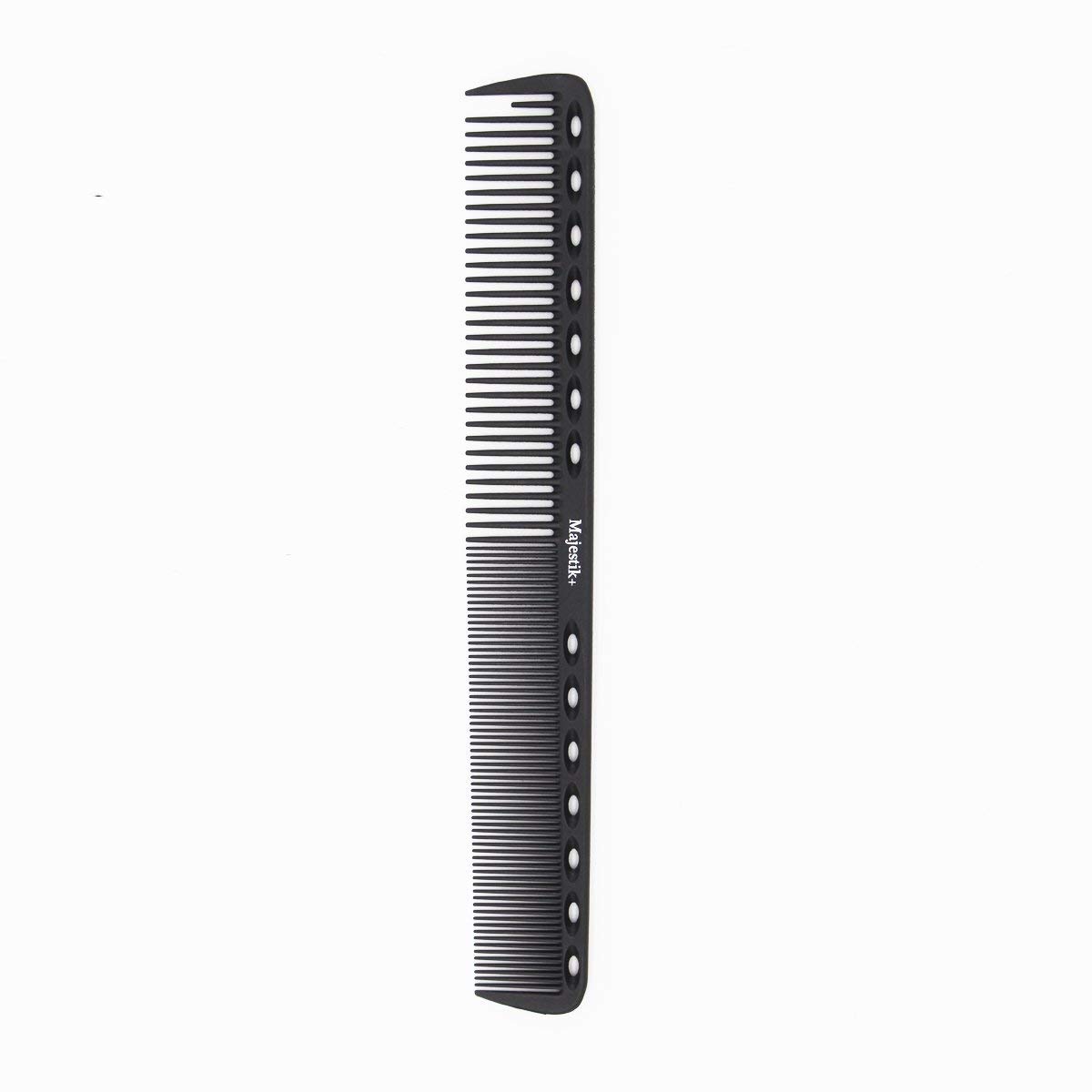 HairDressing Comb- a Professional Carbon Fibre Measuring Barber and Salon Hair Cutting Comb, Anti-Static, Heat Resistant in Black