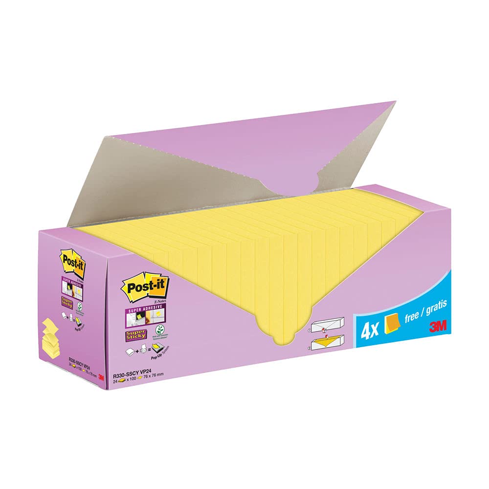 Post-it Super Sticky ZNotes Canary Yellow Cabinet 76x76mm