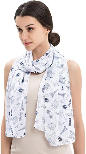 Chiffon Sheer Scarf Paris- White