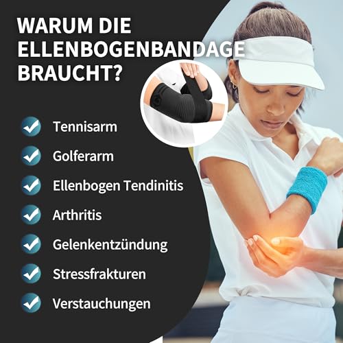 CAMBIVO 2 Pack Elbow Support with Straps & Gel Padding, Tennis Elbow Bandage Men Women for Tendinitis, Arthritis, Bandage Elbow for Weightlifting, Golf, Tennis, Garden