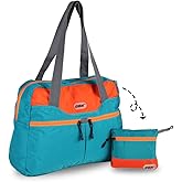 GOX Ultra Light Packable Tote Bag Weekender Crossbody Duffel Nylon for Women Small Lightweight Foldable Travel Tote under Seat Shoulder Bag Travel Bag on Plane Extra Large Bag with Zipper (Turquoise)
