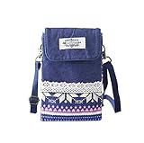 UrmissVintage Universal Cross-body Cell Phone Case Mini Canvas Shoulder Bag with Magnetic Snap for Women Men Ladies Teens Girls Kids