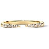 PAVOI 18K Gold Plated Open Eternity Ring | Cubic Zirconia Stacking Bands for Women | Dainty Stackable Rings for Women