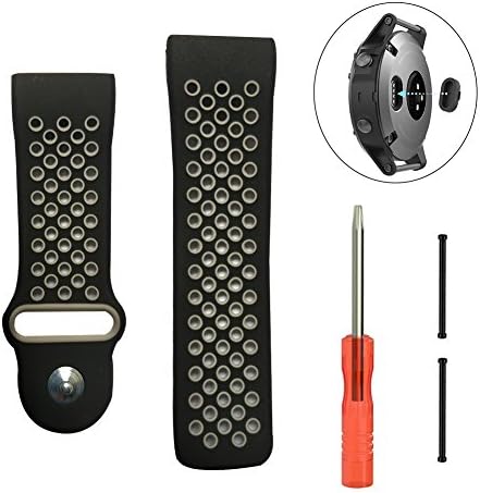 hellosy Garmin Fenix 3/Fenix 5X Watch band, Soft Silicone Replacement Watch Band for Garmin Fenix 3/Fenix 3 HR/Fenix 5X Smart Watch (Black&amp;Gray)