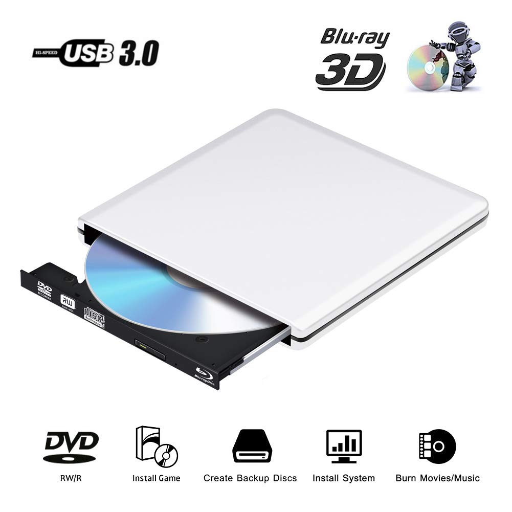 External Blu Ray DVD Drive 3D 4K, Bluray USB 3.0 Player CD